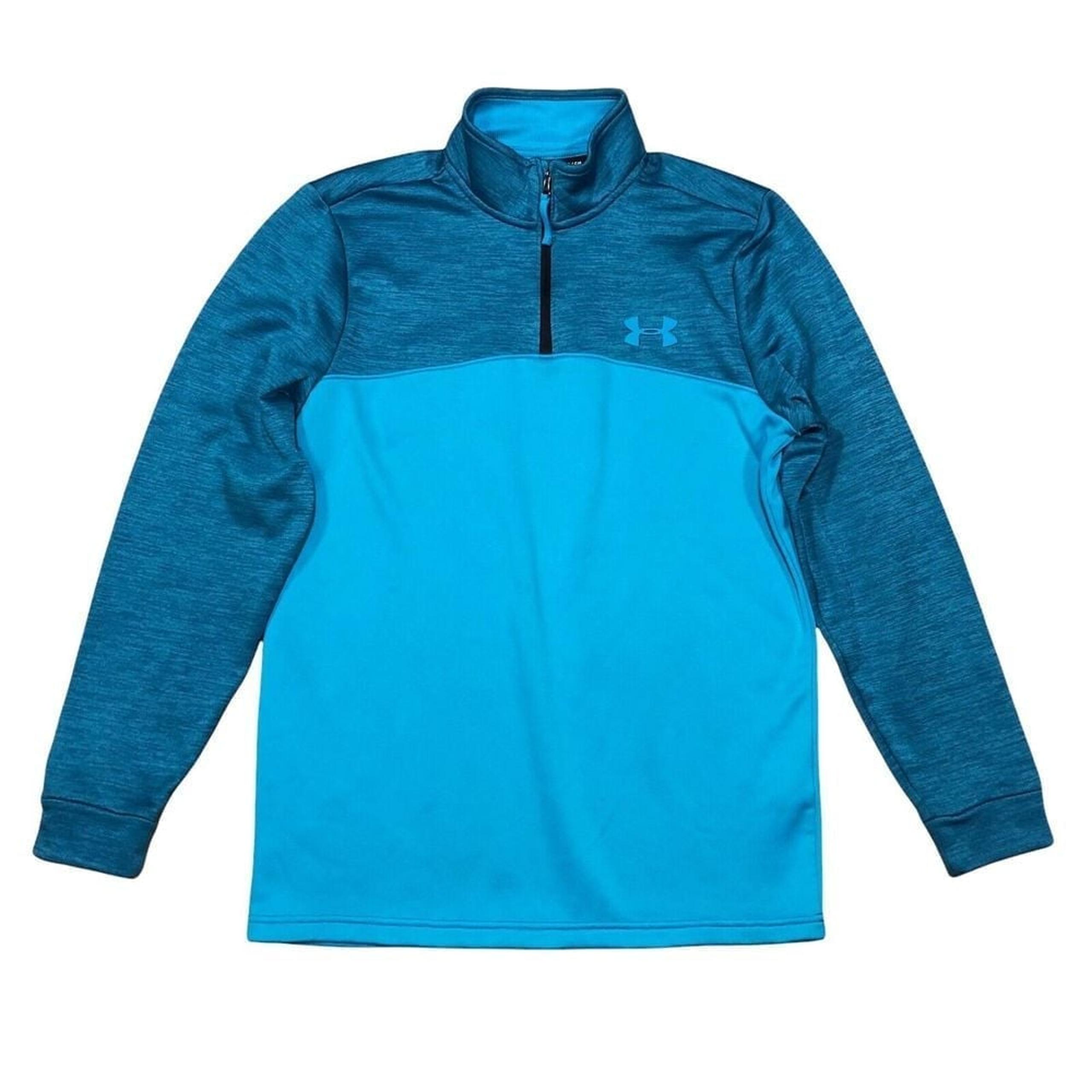 Under Armour Loose HeatGear Men's Small Mock 1/4 Zip Pullover Sweater Cyan Blue