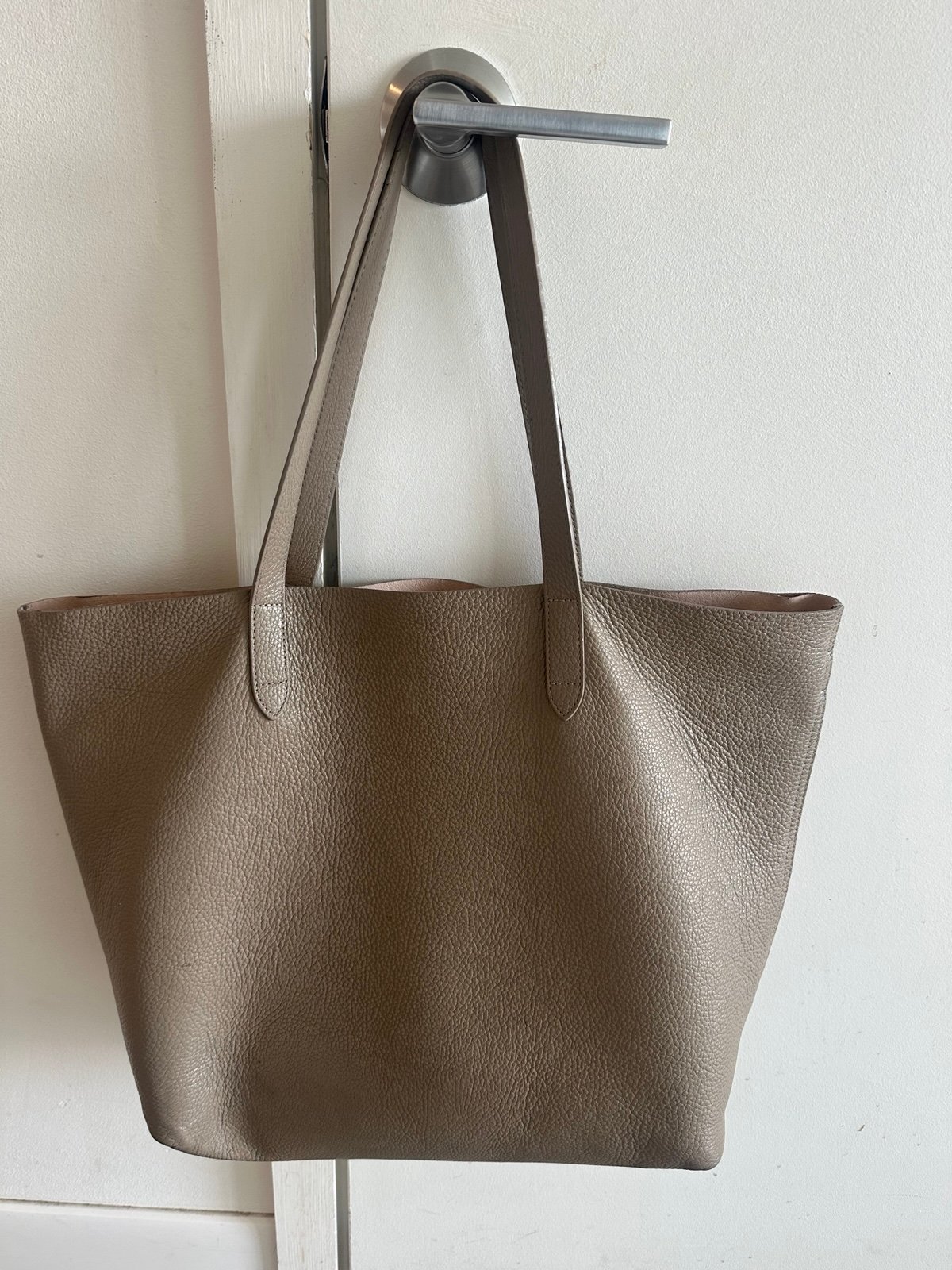Cuyana Classic Structured Leather Tote Stone/Blush