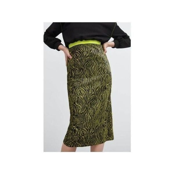 Zara Sequined Abstract Printed Midi Pencil Skirt