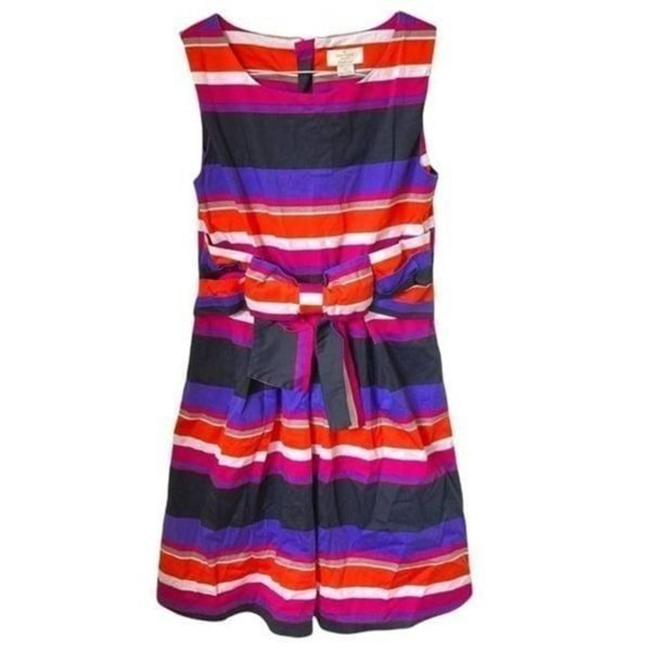 KATE SPADE Jillian Dress Girls Striped Bow Multicolored Sleeveless 14