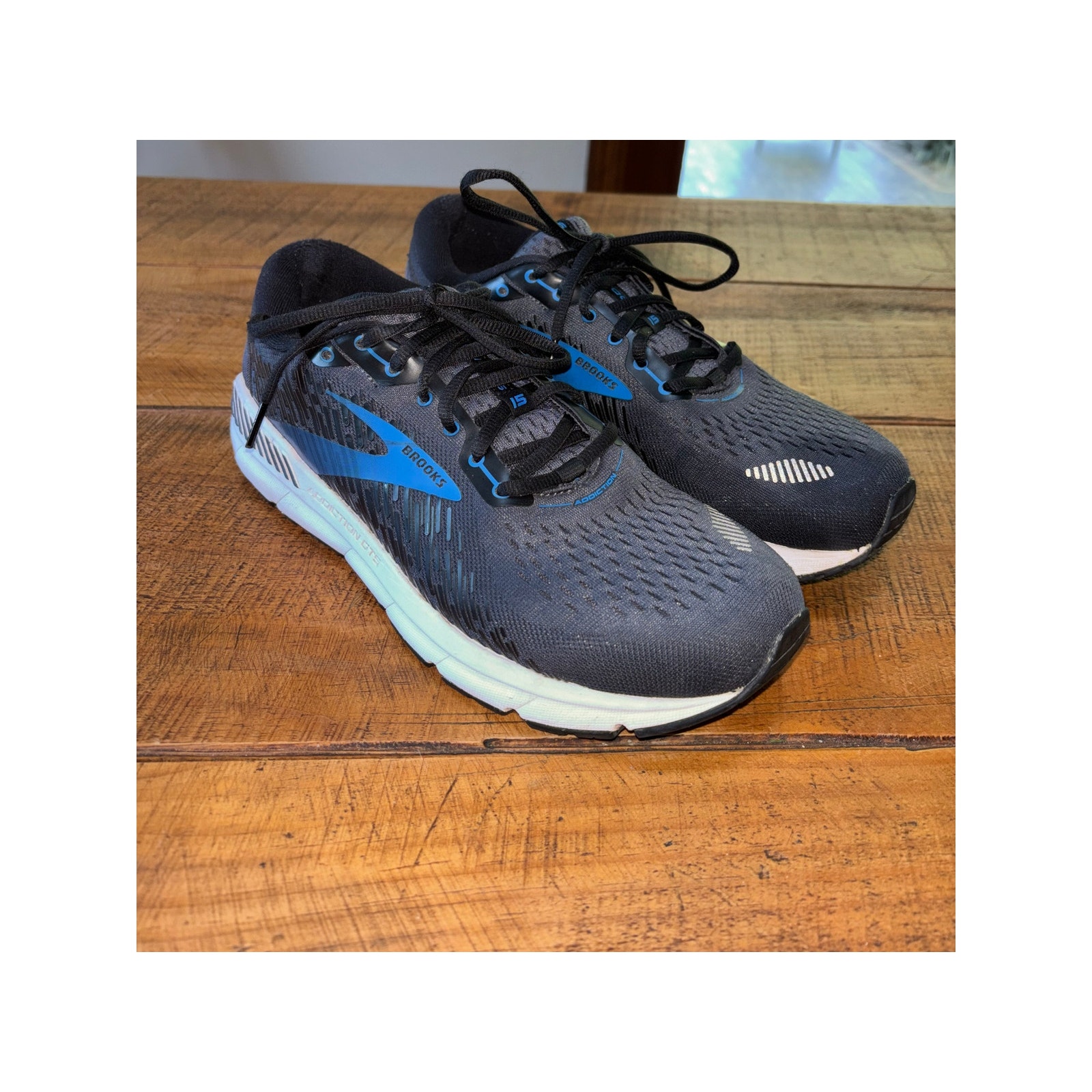 Mens Brooks Addiction GTS 15 Blue Black Running Walking Sneakers Size 10 D
