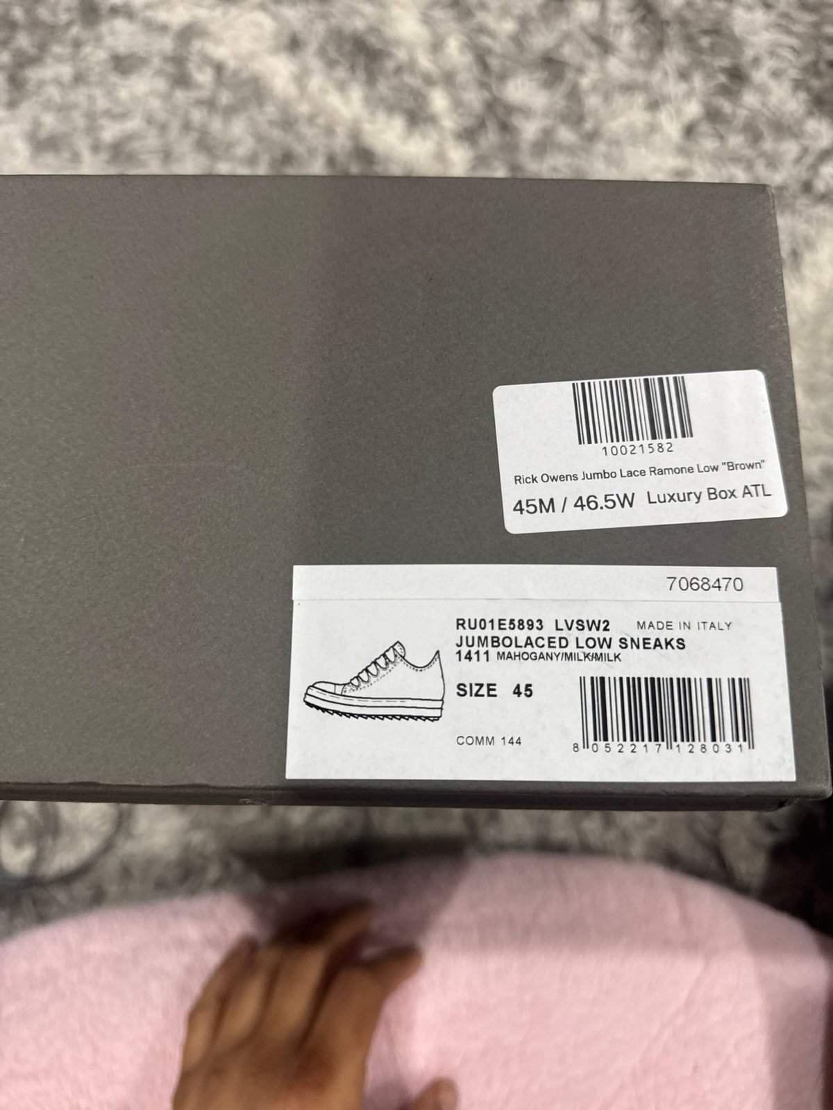 Rick Owens SS25 Hollywood Jumbo Laced Low Sneakers Mahogany/Milk/Milk