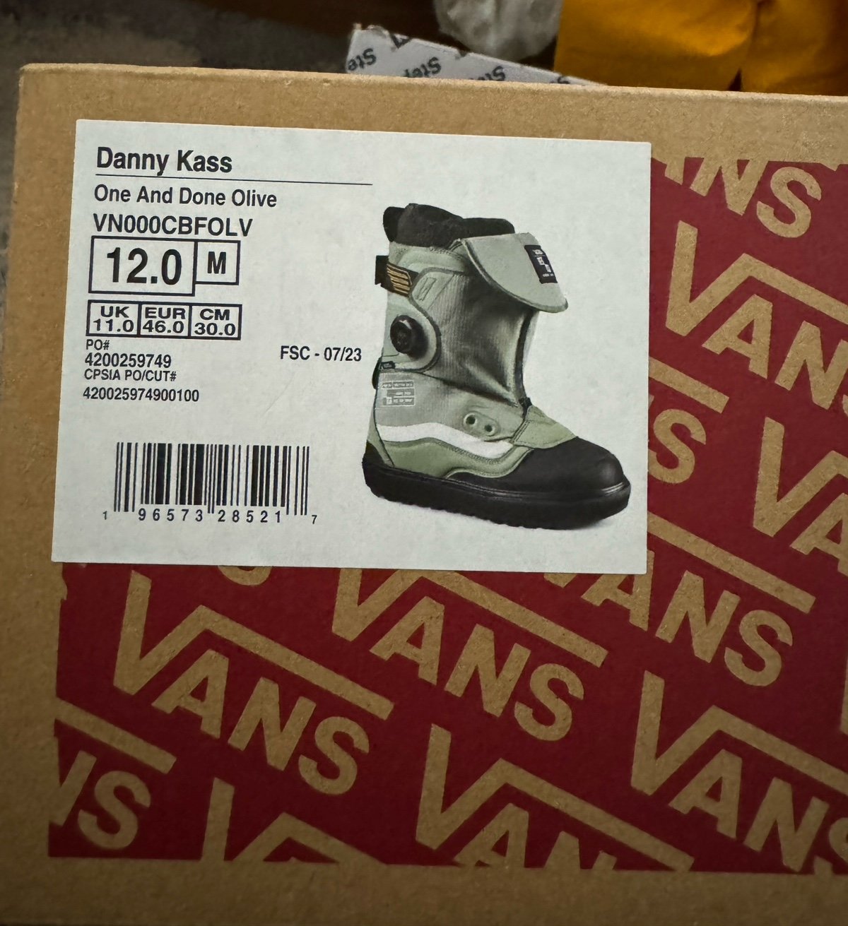 Vans Snowboard boots Danny Kass size 12