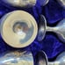 Silver plated goblet shot glasses and a serving dish