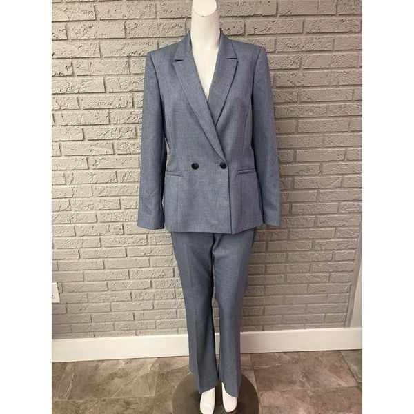 Antonio Melani Blue Career Pant Suit Size 8 Jacket / 6 Pant