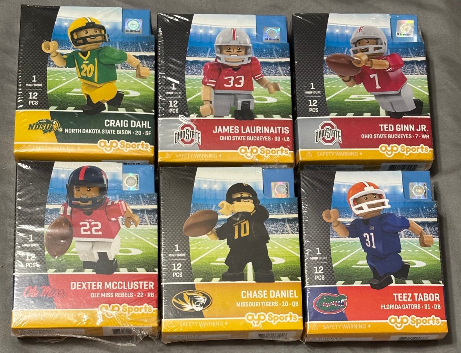 (6) OYO Collegiate Minifigures w/ Low Production - Ginn Jr/Dahl/Daniel/Tabor+