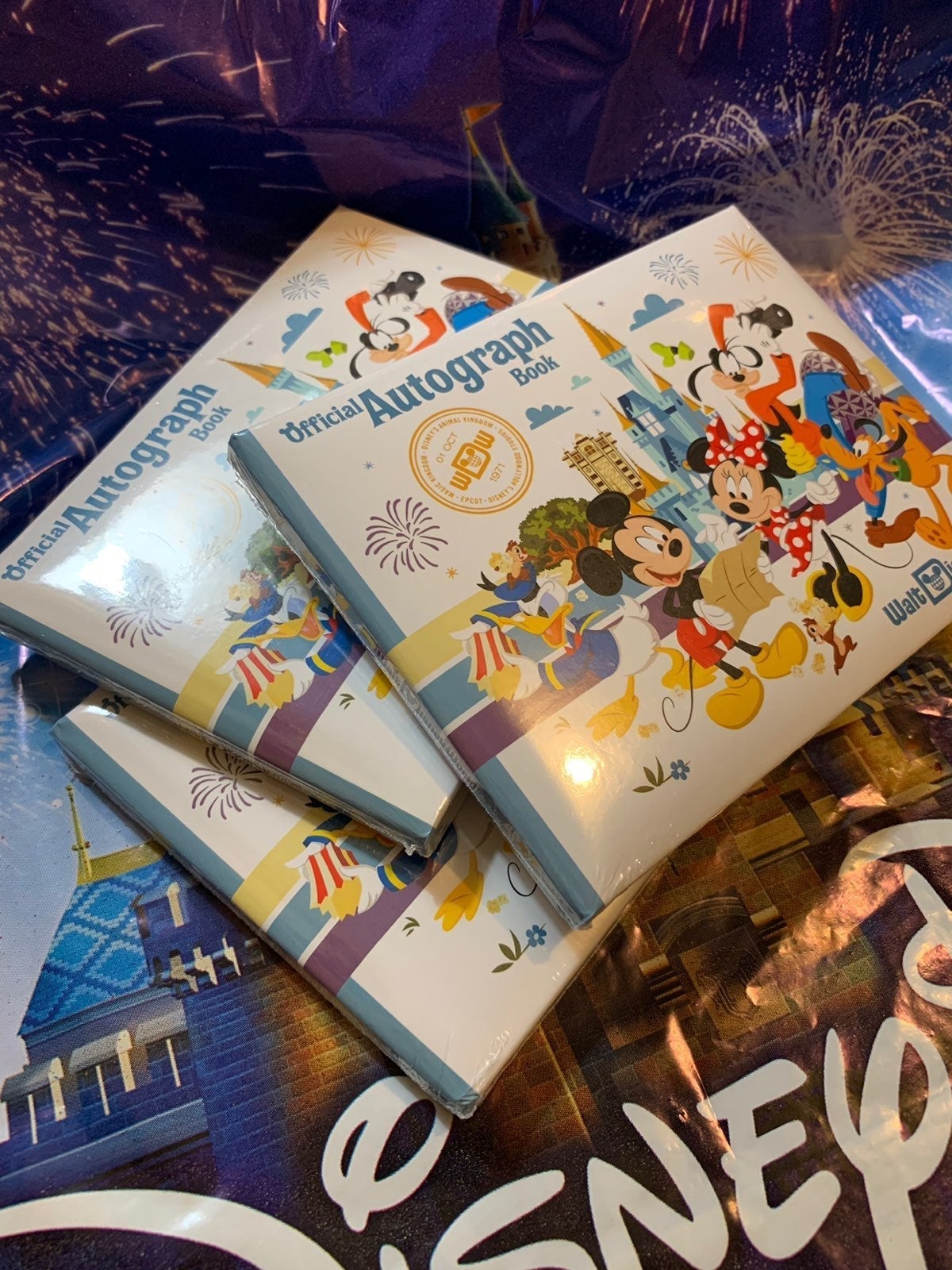 Set Of 3 Disney castle Authograph Book kids adventure Mickey and friends