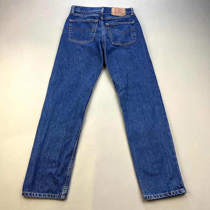 Vintage Levis 521 Jeans Mens 29x30 Blue Denim Slim Fit Tapered Dark Wash 2000