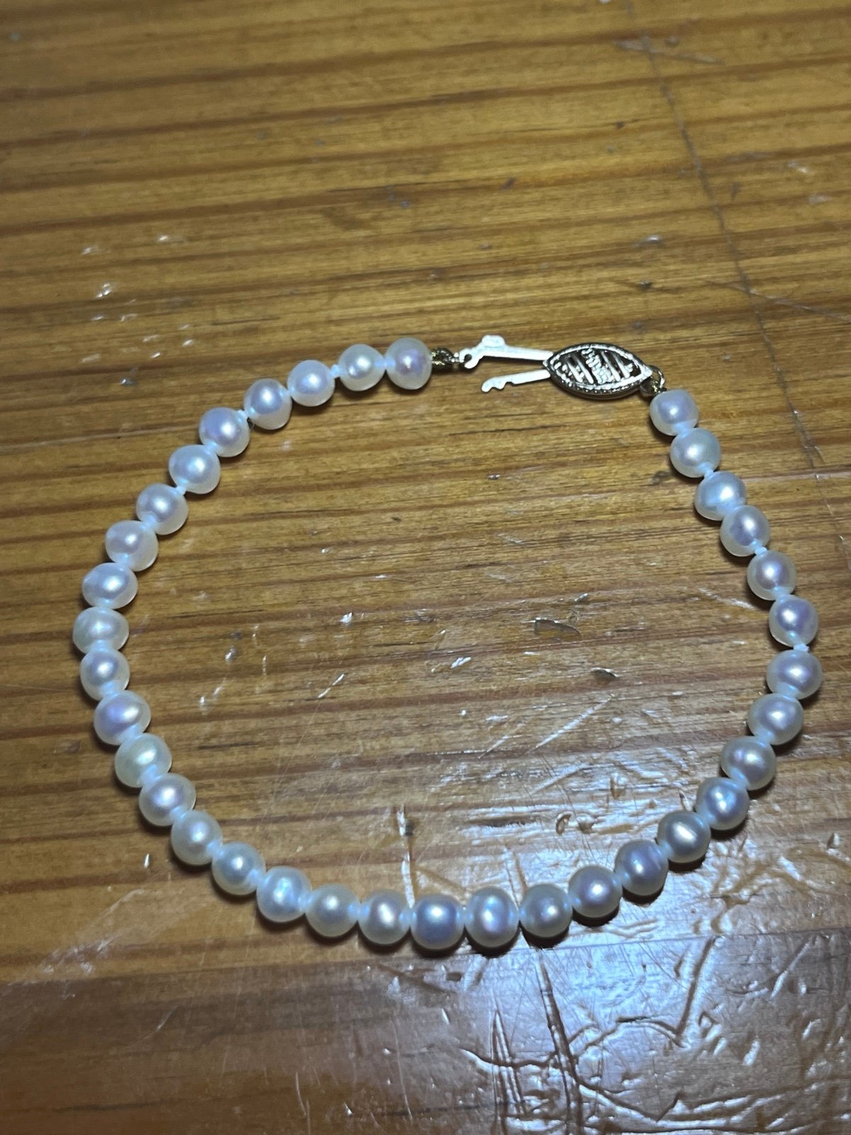 14k Gold Clasp Pearl Bracelet