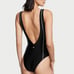 New VICTORIA'S SECRET SWIM Sexy Sport One-Piece Swimsuit Zip Up Black Large