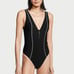New VICTORIA'S SECRET SWIM Sexy Sport One-Piece Swimsuit Zip Up Black Large