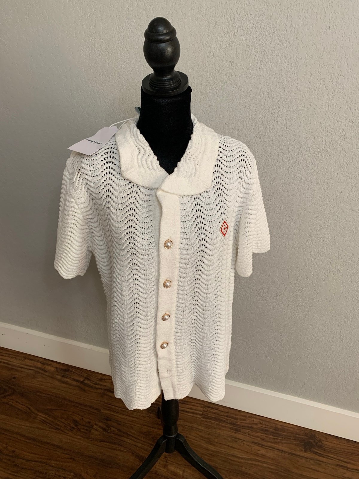 Mens white Casablanca knit shirt