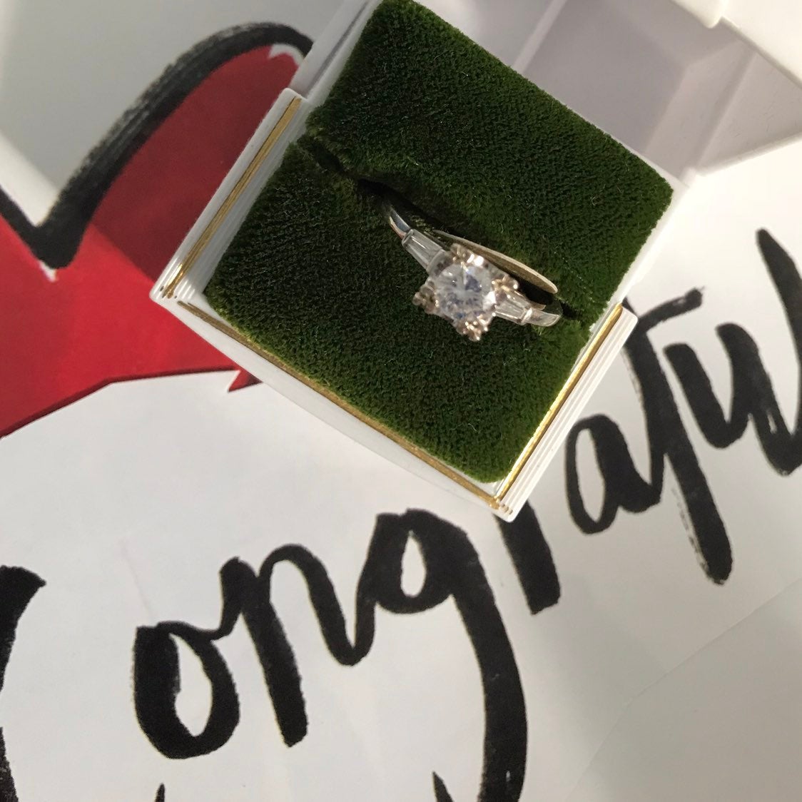 Vintage White 14kt Gold Engagement Ring