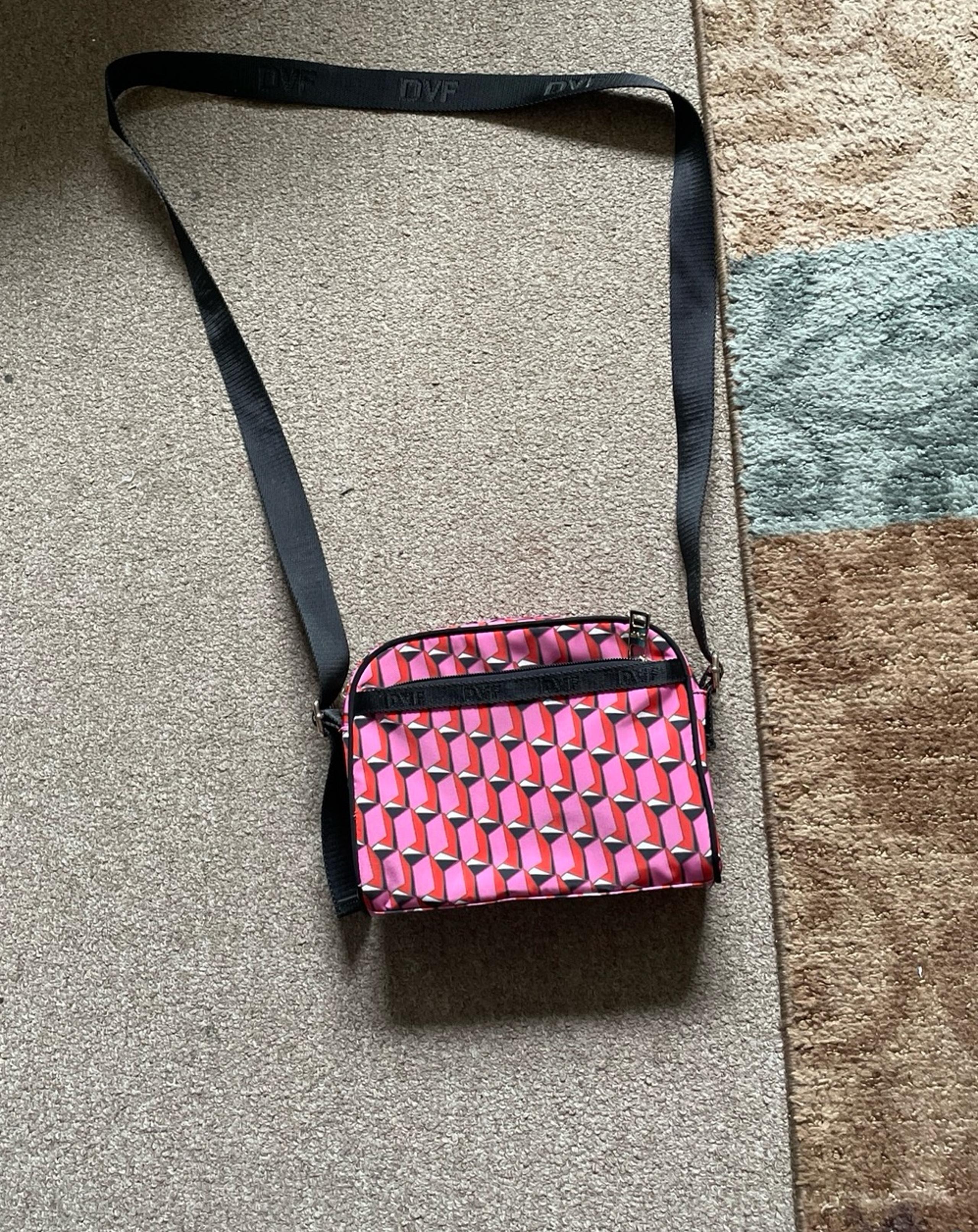 DVF Diane Von Furstenberg Pink Black Red Crossbody Bag Purse NWT