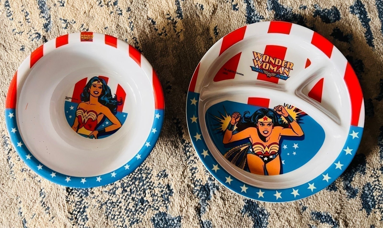 Wonder Woman Colortech genuine childrens melamine plate and bowl set