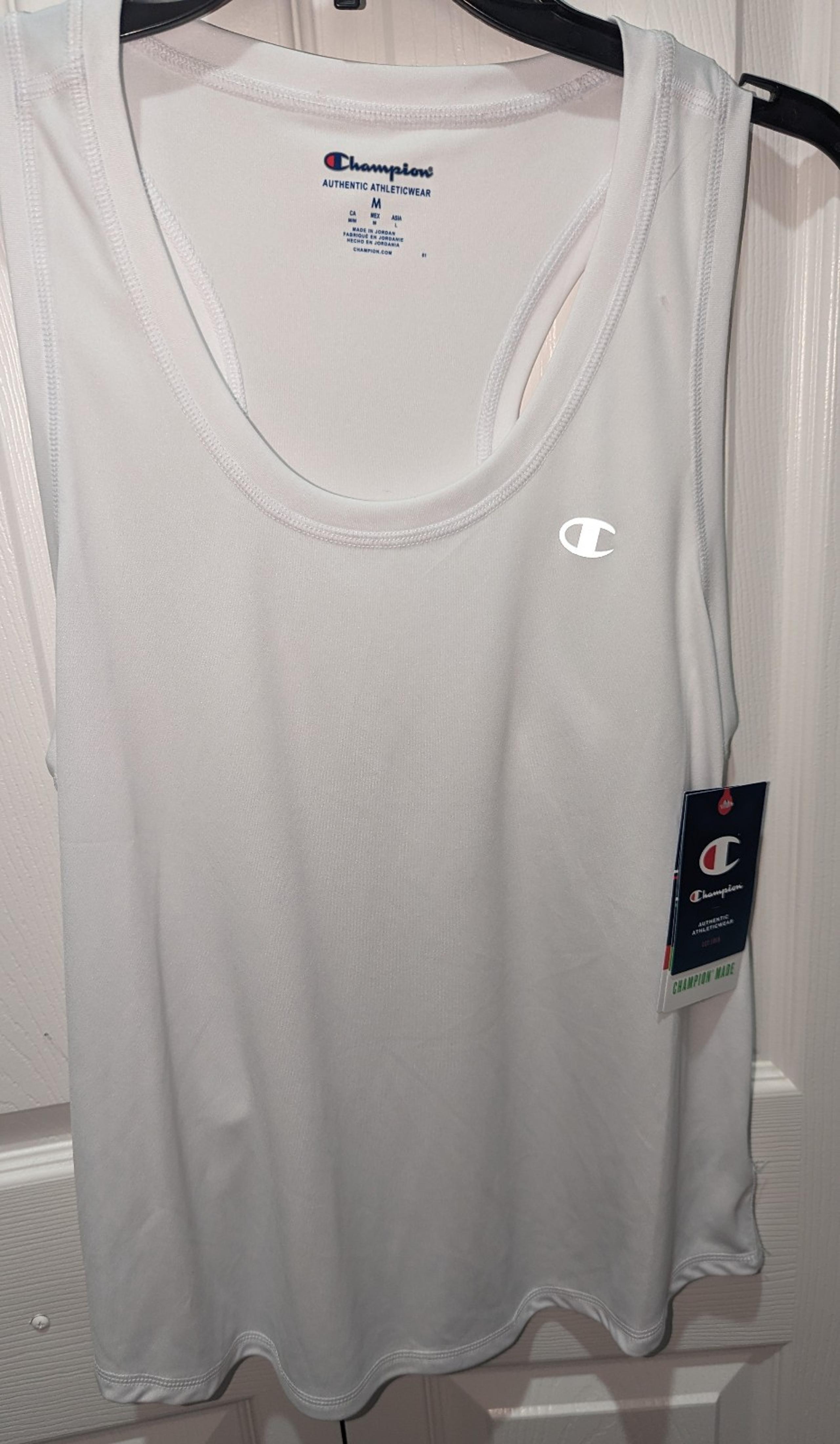 NWT, Champion, Dri-Fit, white, racerback, reflective C logo tank top- women's M