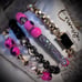 New ERIMISH Bracelets- 4 pc Stack - Pink, Black & Gold Glitterbar & Gem Gift Box