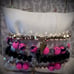 New ERIMISH Bracelets- 4 pc Stack - Pink, Black & Gold Glitterbar & Gem Gift Box