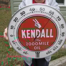 Kendall Oil Round THERMOMETER with Dome GLASS FACE Sign Gas Service Station