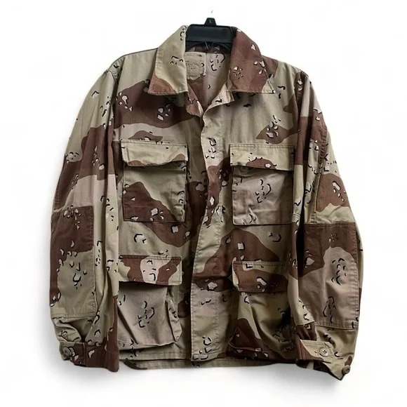 Vintage 1983 Desert Storm 6 Color BDU Military Camouflage Jacket Medium X-Short
