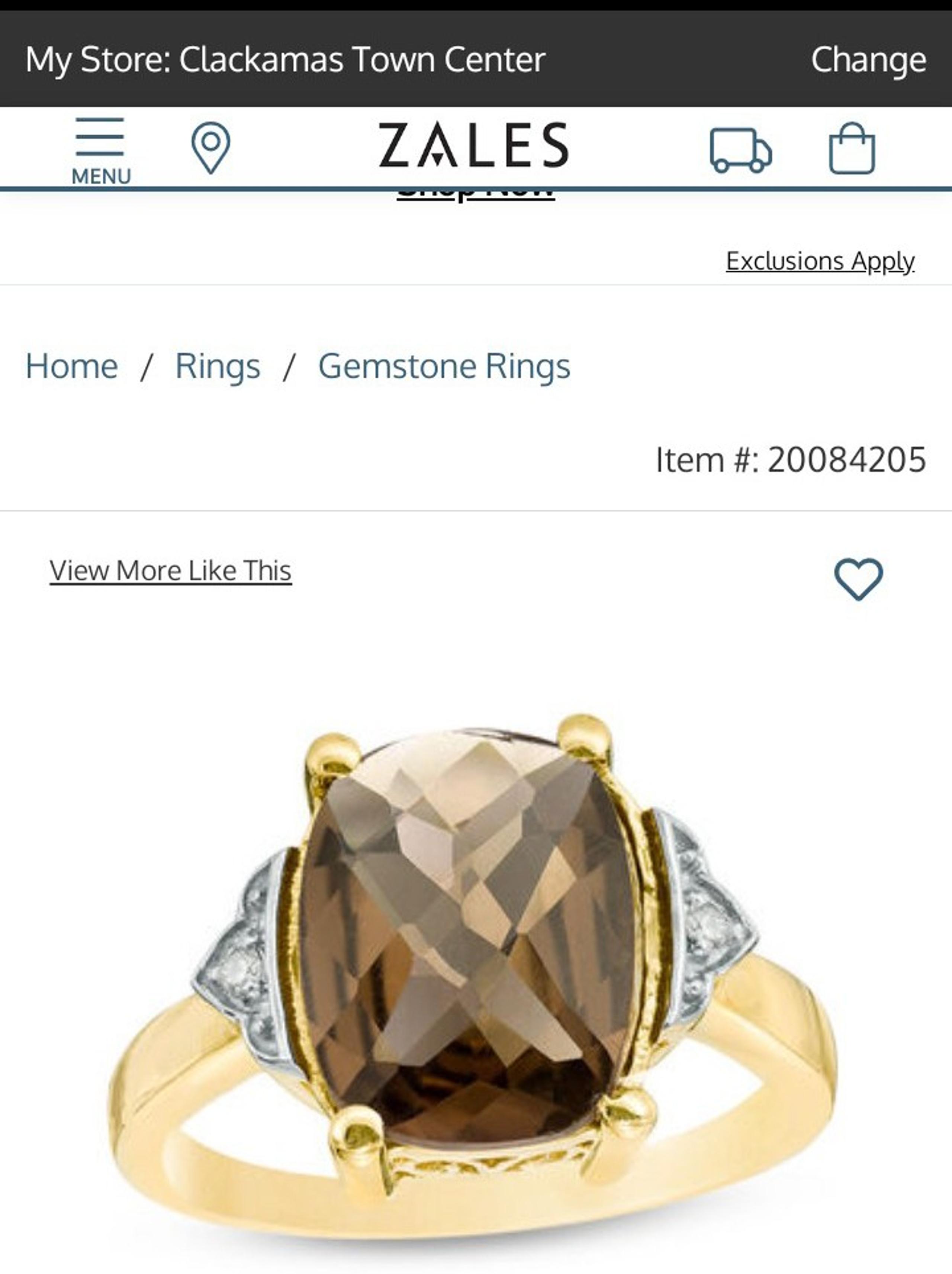 Sterling Silver JWBR Jane Seymour Smokey Quartz & Diamond Ring-6.75