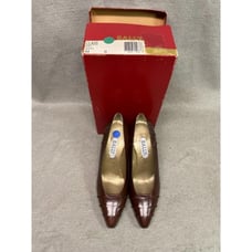 BALLY WOMEN'S 3 INCH PUMP HEEL BROWN SHOES SIZE 7M ITALY NOS