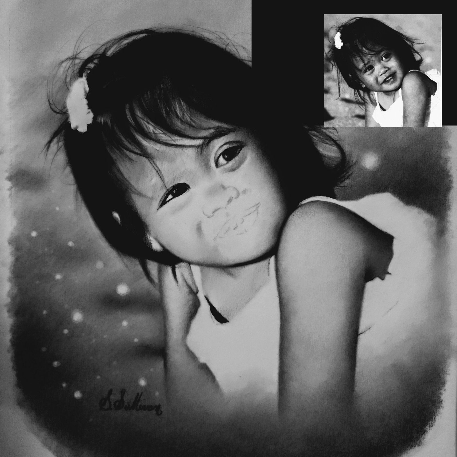 Hand drawn baby portraits