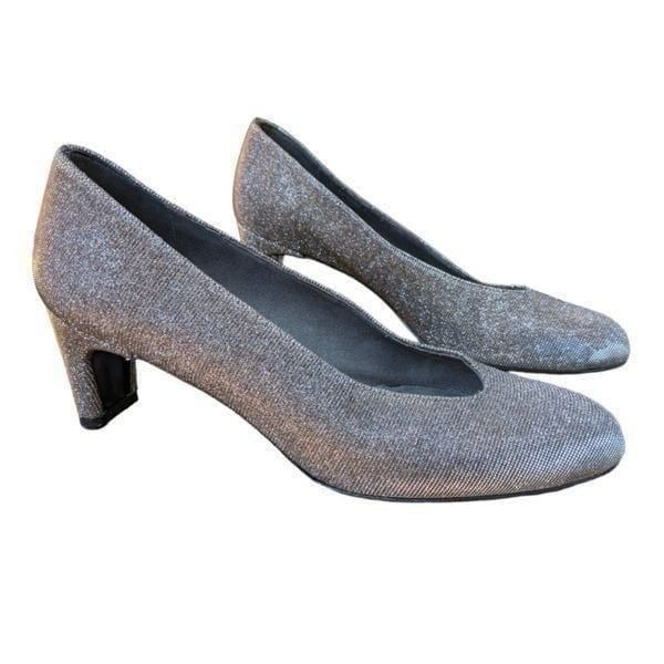 Stuart Weitzman Silver Glitter Accent Pumps Size 7