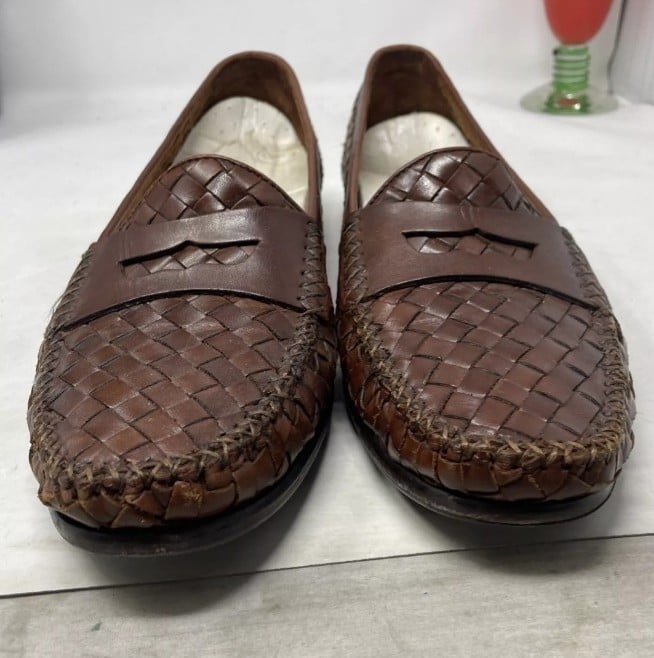 Cole Haan Resort Basket Weave Woven Penny Loafer Leather Men’s 9.5 Brown