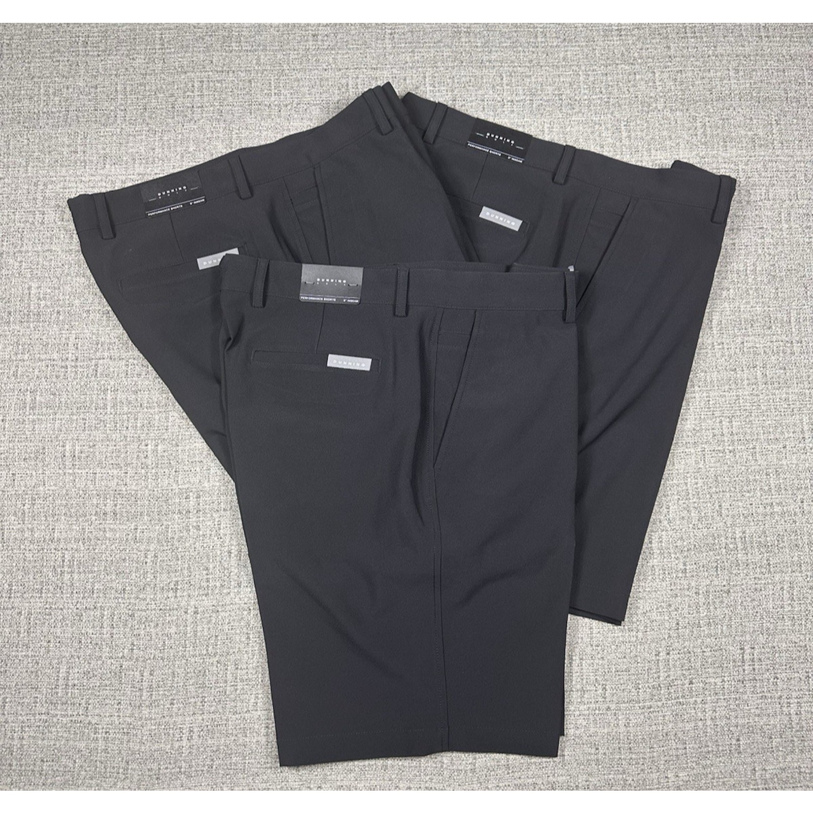 Lot of 3 Dunning Golf Black Performance Player Fit Stretch 9 Shorts Sz 34 NWT