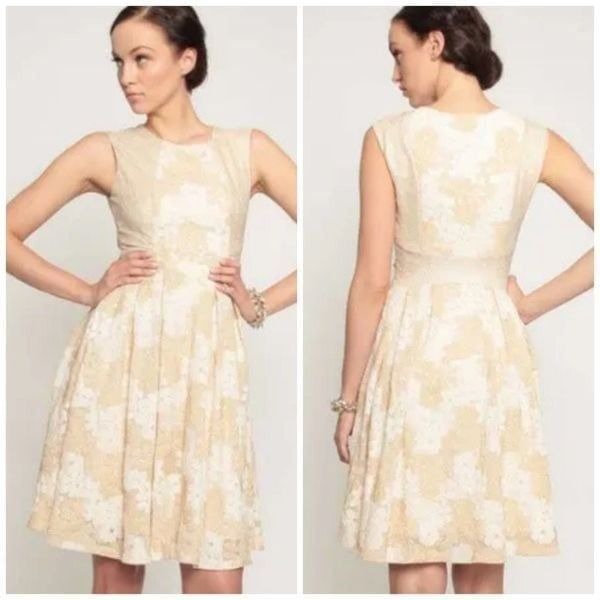 ANTHRO EVA FRANCO Gold Lace Sleeveless Dress