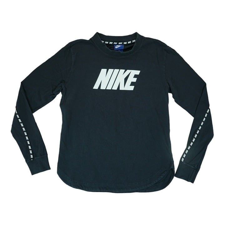 RARE Nike Tee Womens Size XS Black Long Sleeve T-Shirt Big Logo Back Logo