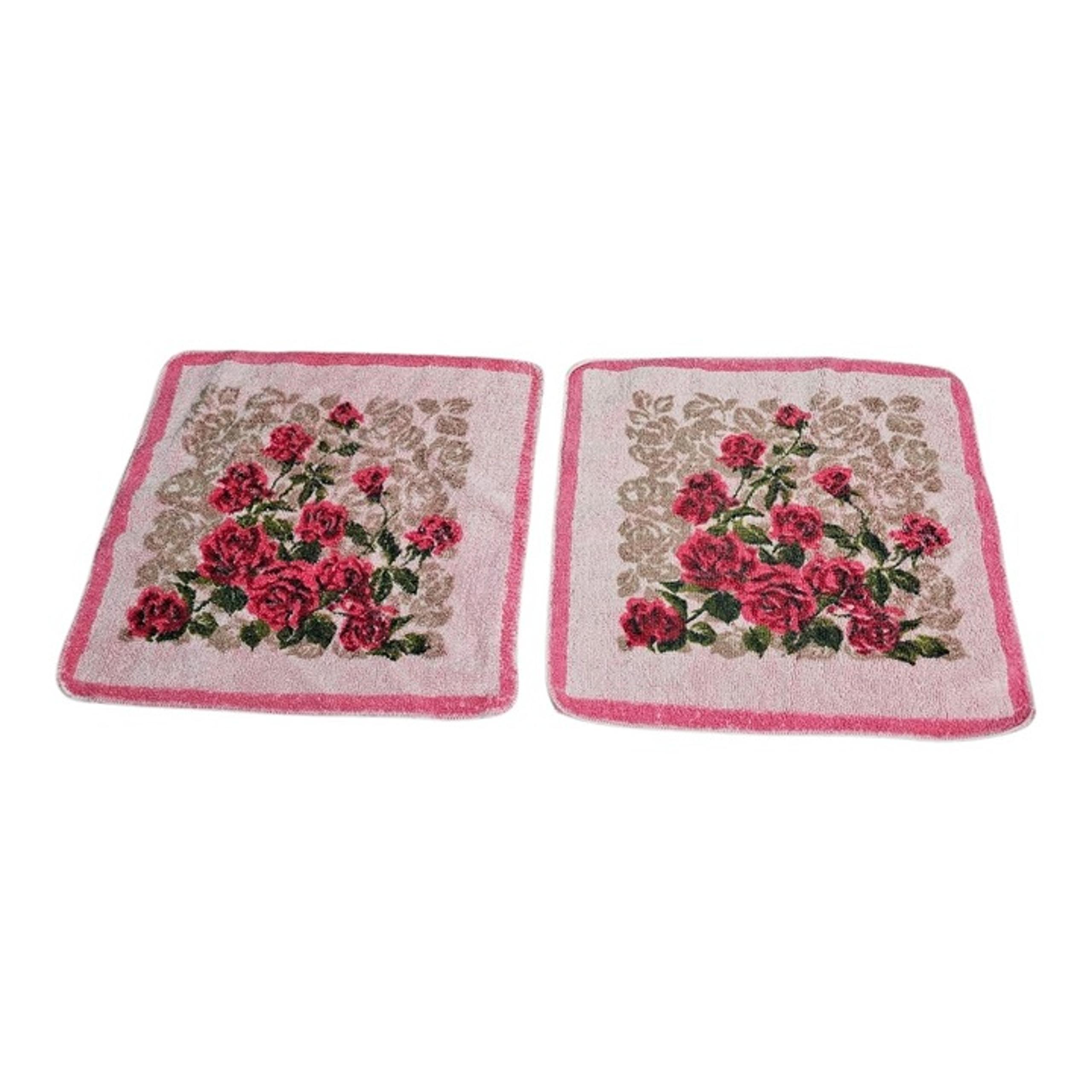 Cannon Cavalier Lot Of 2 Washcloths Vintage Pink Rose Floral Terry Cotton