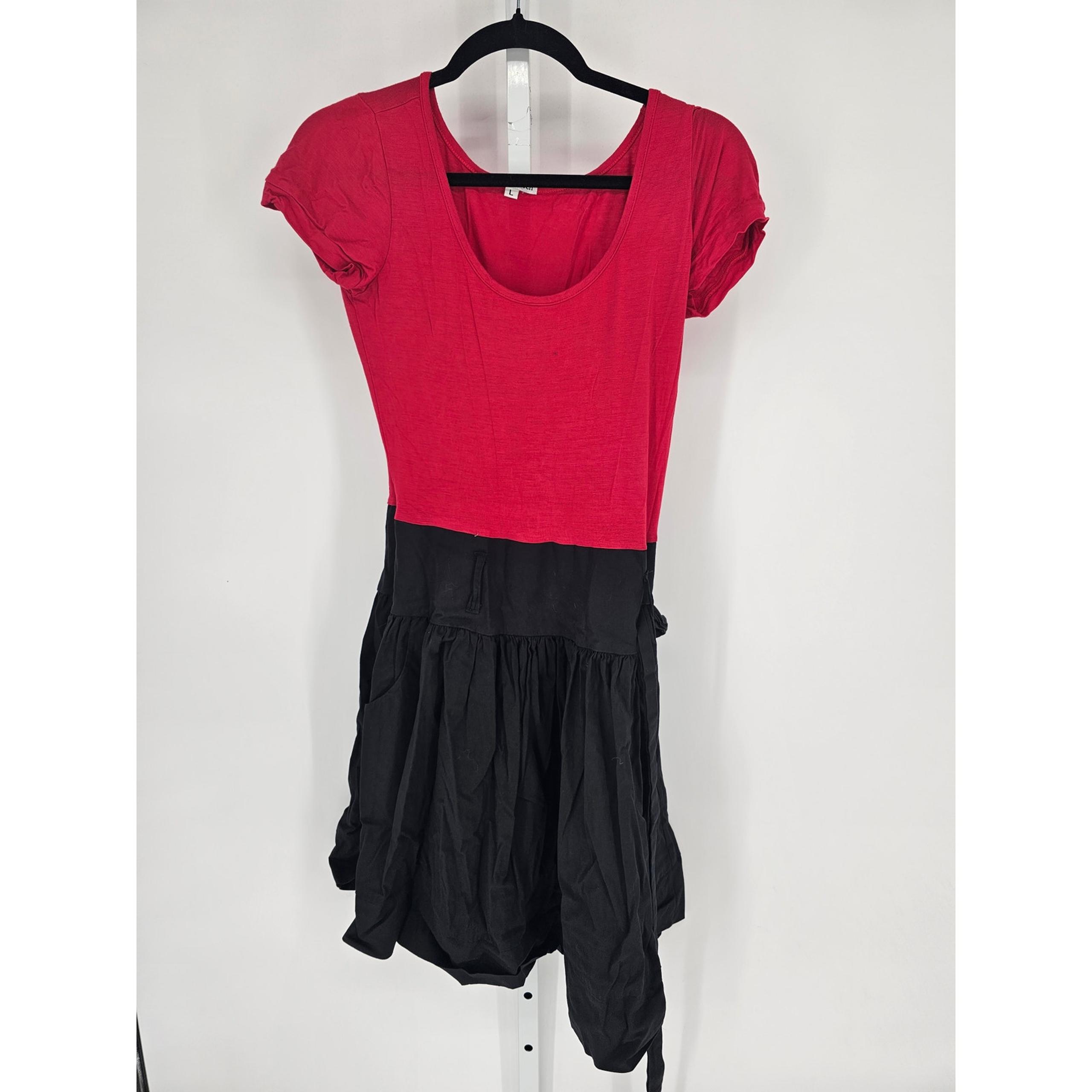 Vintage Y2K Velvet Torch Womens Sz L Knee Length Dress Black Red Short Sleeve