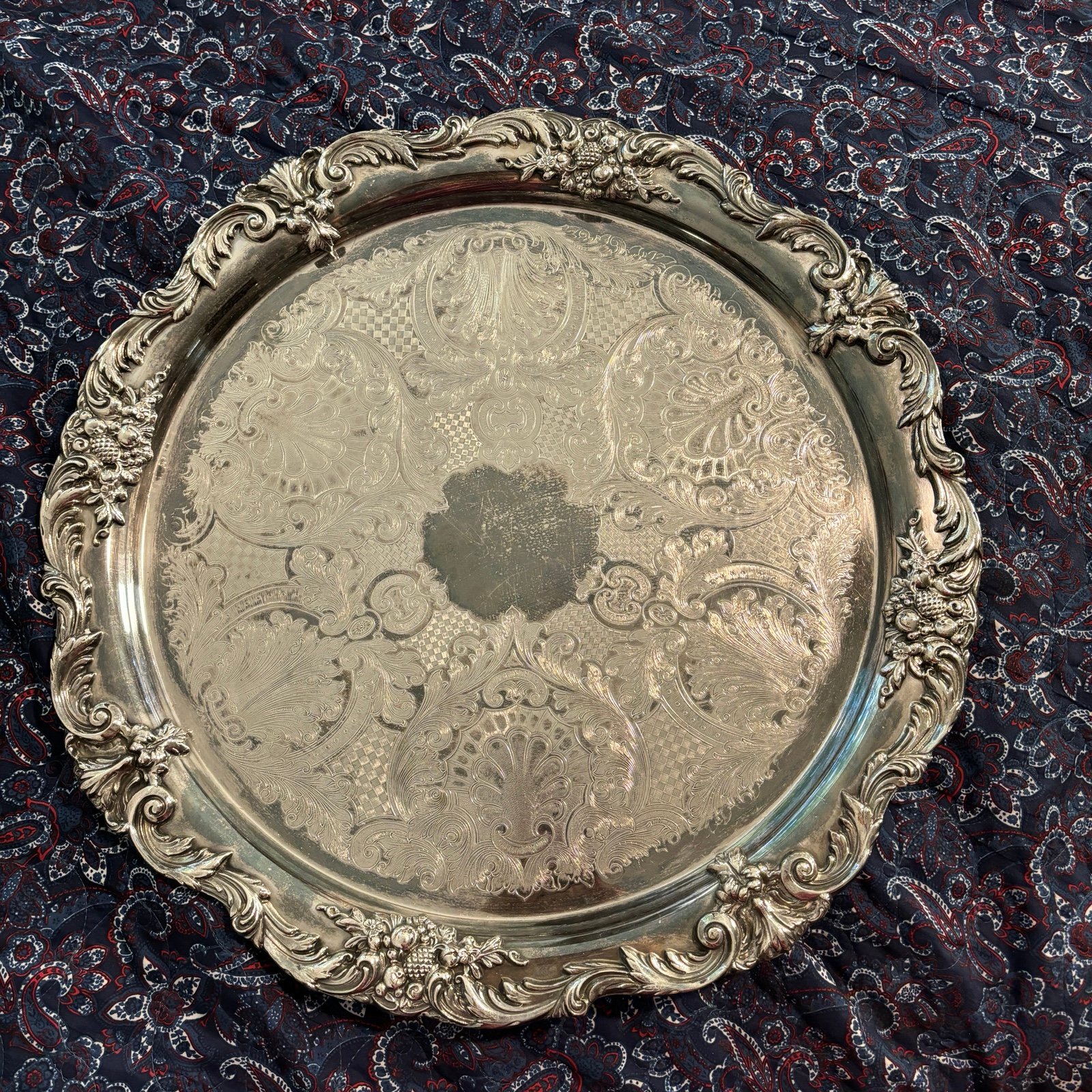 Heritage plate plated floral and fruit print