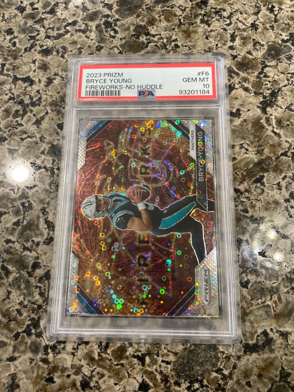 PSA 10 Bryce young silver boarders fire works no huddle