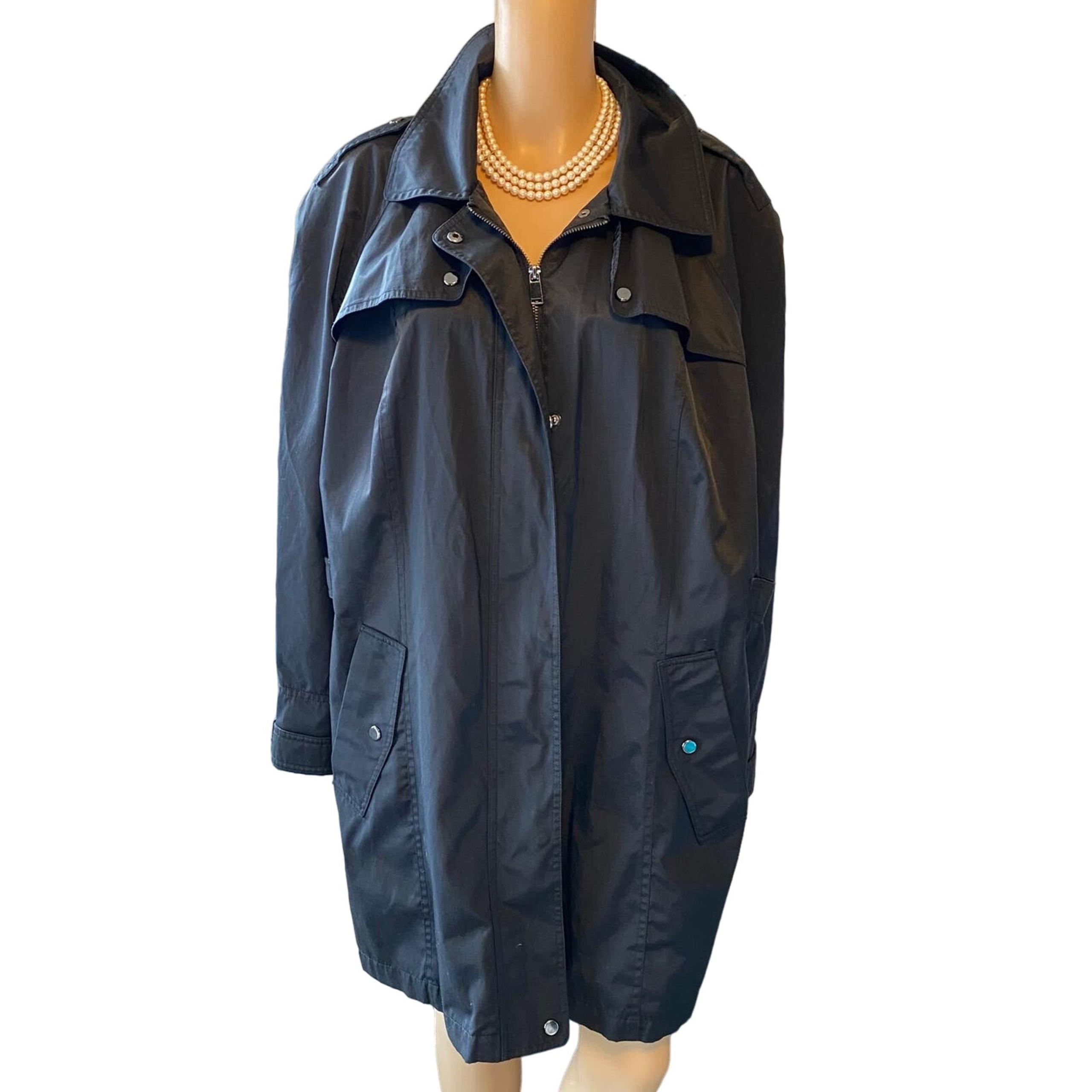 Covington Full Zip Snap Button Black Coat Jacket Women Plus Sz 2X Pockets Black