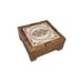 Vintage Boho Square Carved Wood Decorative Tile 5.5 Unisex Keepsake Trinket Box
