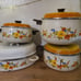 Vintage JMP Sweet Flowers Enamelware Cooking Set