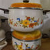 Vintage JMP Sweet Flowers Enamelware Cooking Set