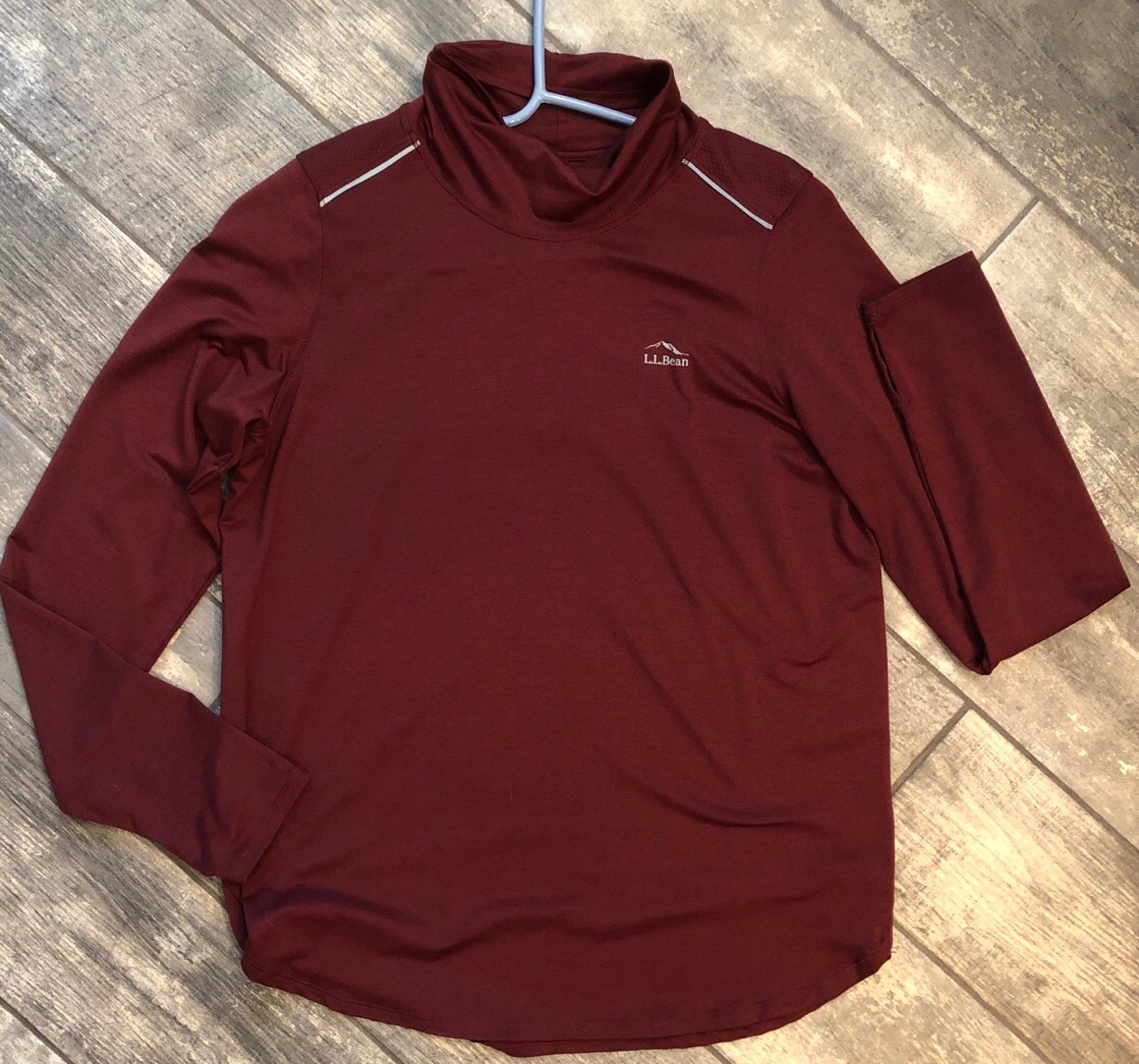 ll bean long sleeve athletic top slouch mock turtleneck size S