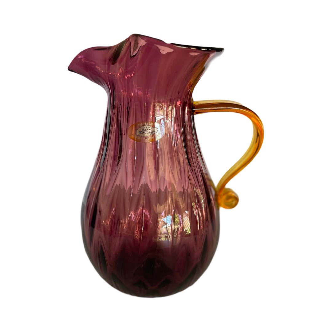 Blenko Glass Pitcher in Amethyst with Sticker