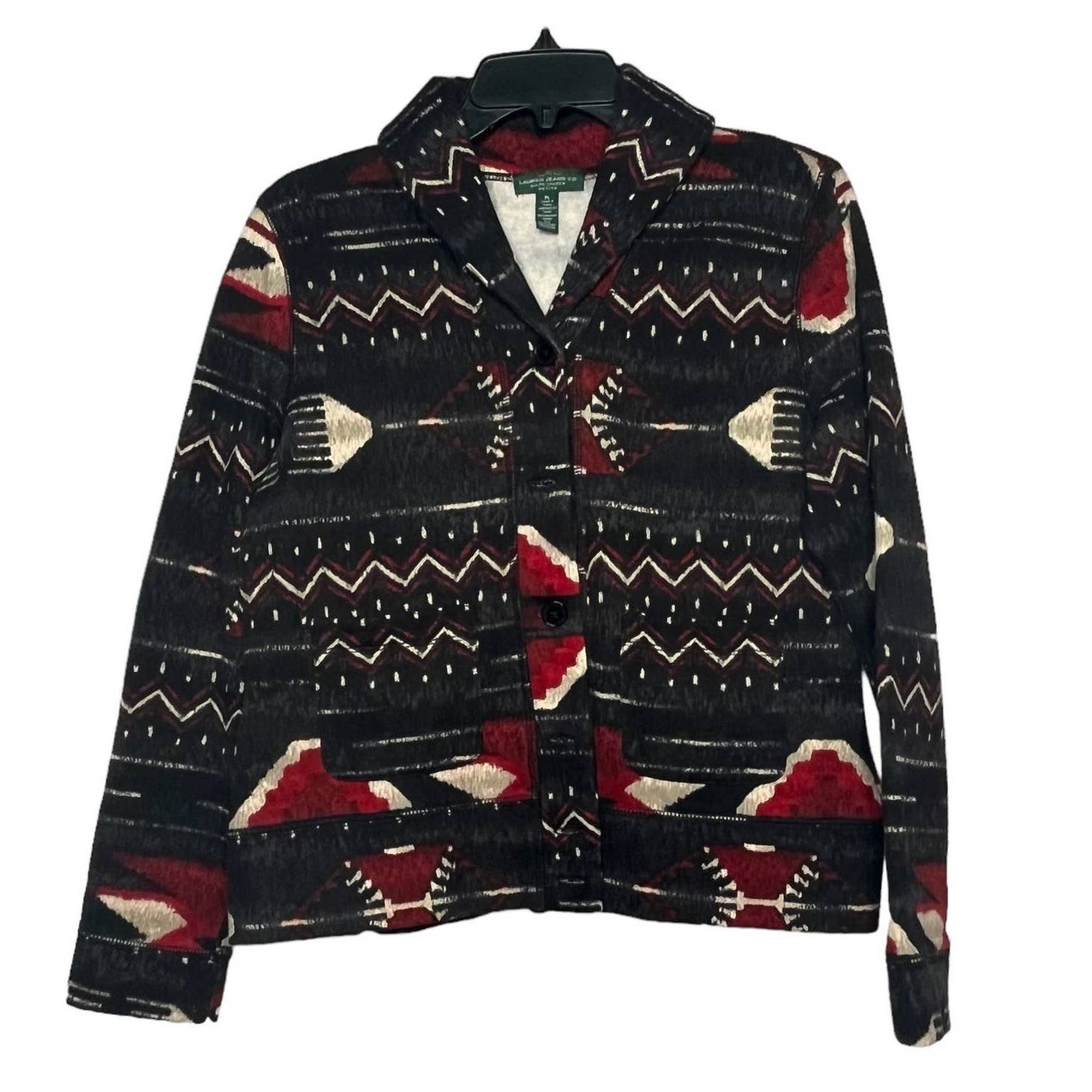 Lauren Ralph Lauren Aztec Tribal Cozy Cardigan Button Down Sweater Large Petite