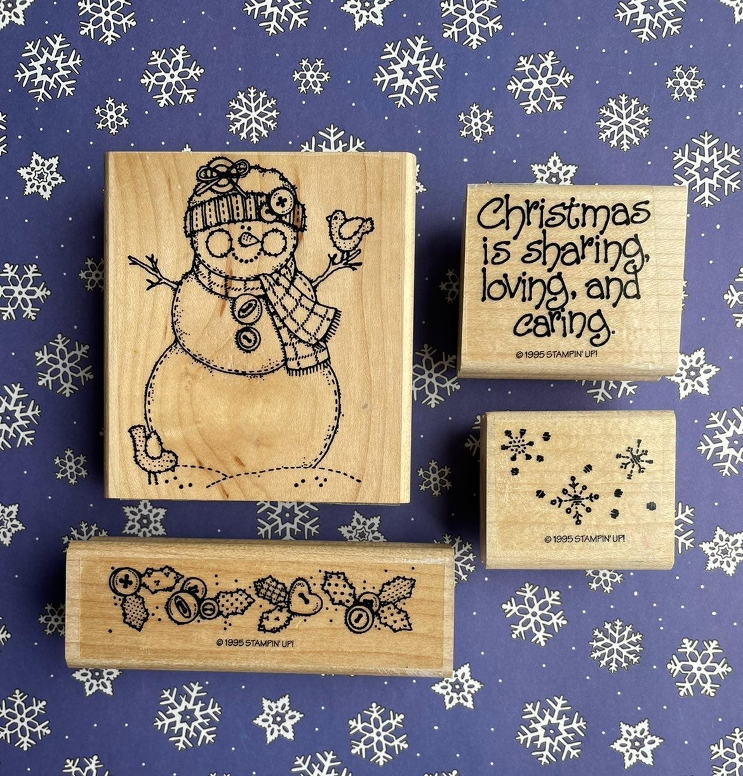 Vintage Stampin Up Stitched Snowman Rubber Stamp set