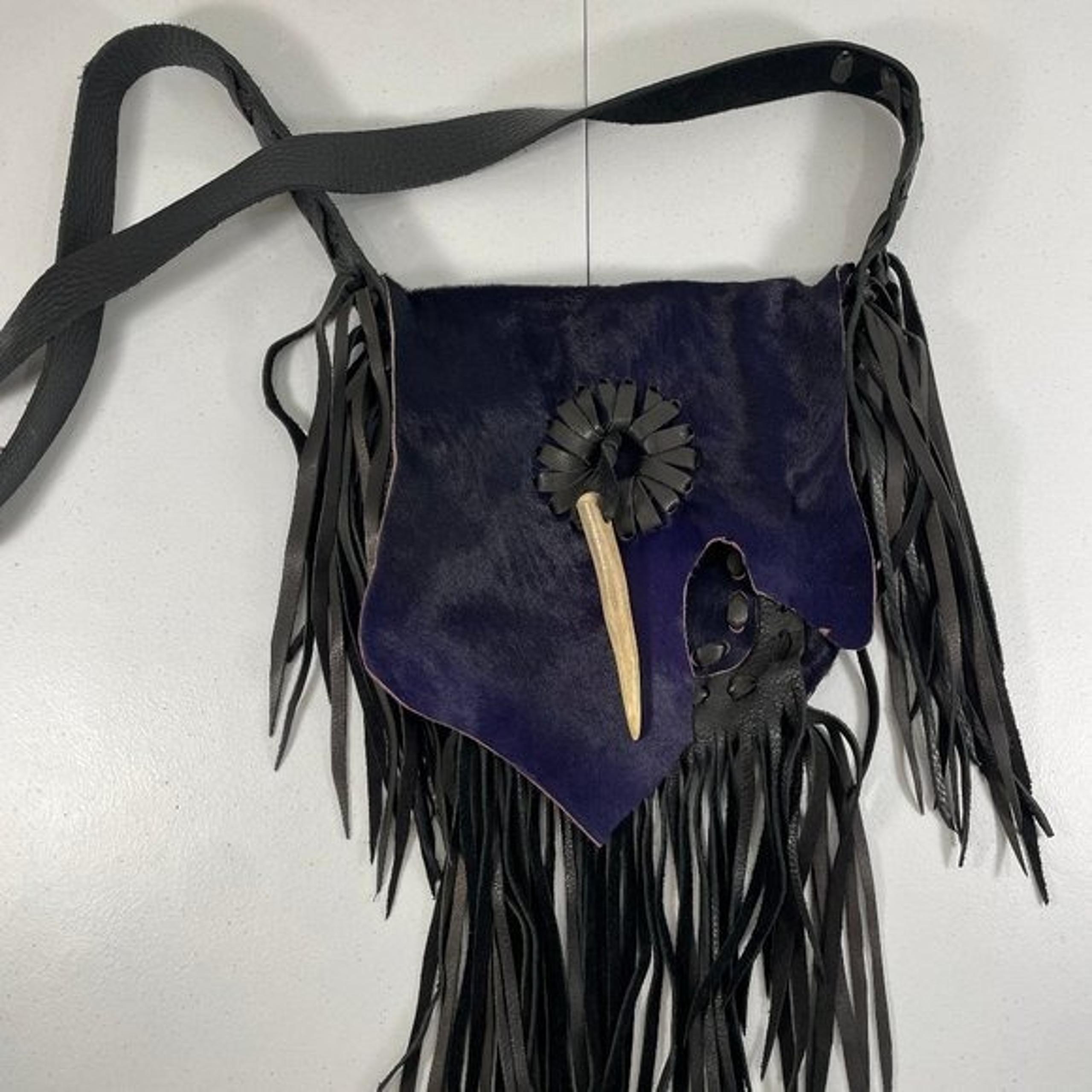 Jimmi Wz NEW Violet Indigo Purple Pony Hair Fringe Cowhide Crossbody Bag Purse
