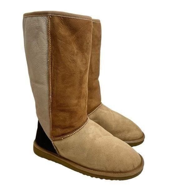 UGG Classic Tall 5815 Leather Sheepskin Shearling Winter Boots Color Block W8 8