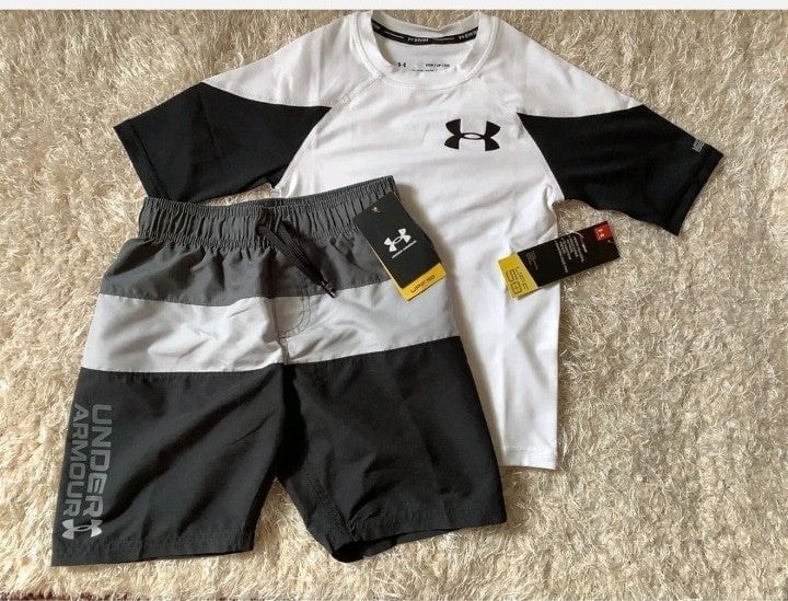 Boys Under Armour UPF 50 Swim Shirt & Swim Trunks Size YSM( NWT)~PRICE IS FIRM