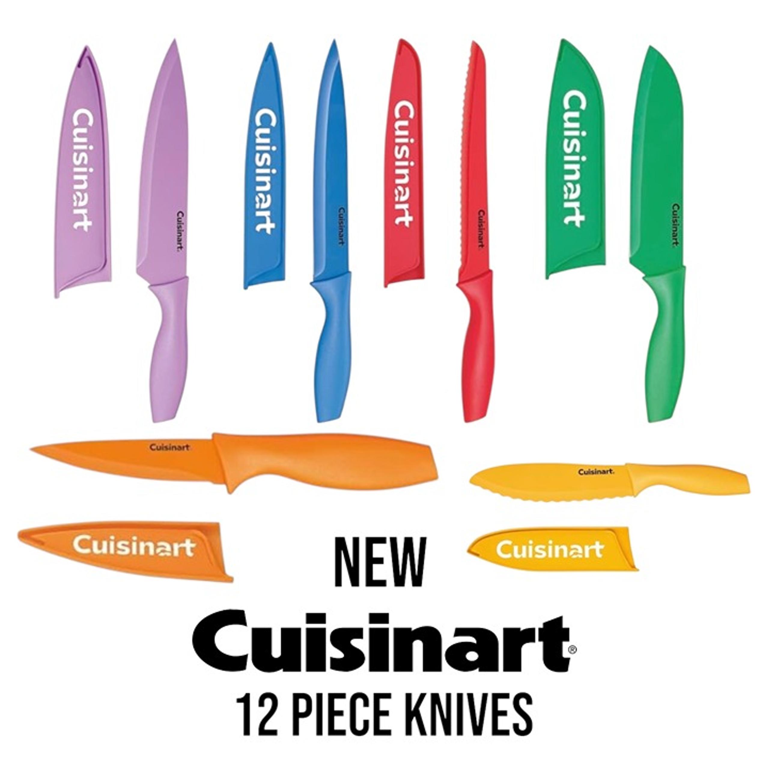 NEW Cuisinart 12 Piece Kitchen Knife Set Knives Multicolored Cutlery Set Stainle