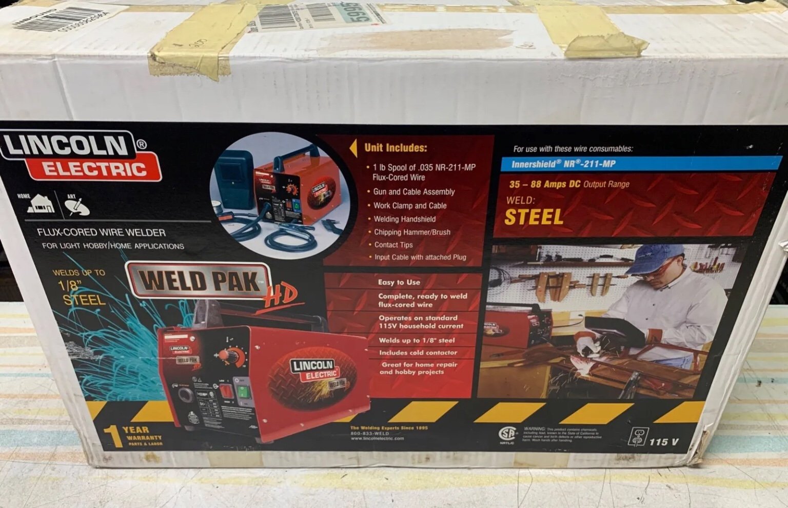 Lincoln Electric 88 Amp 115 Volt Flux-Core Wire Feed Welder Welding up to 1/8