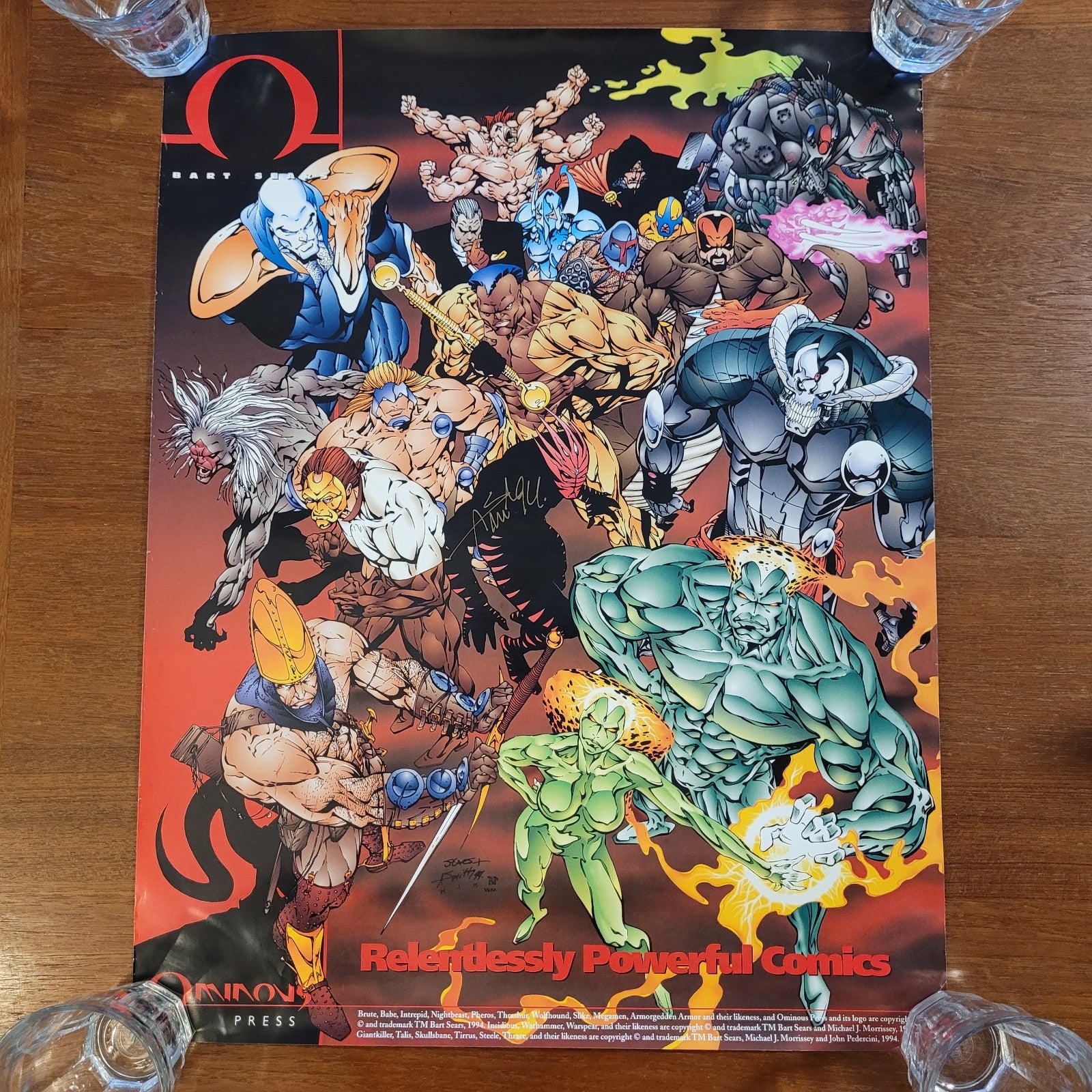 Bart Sears Ominous Press 1994 Signed Poster Comic Brutes Babes